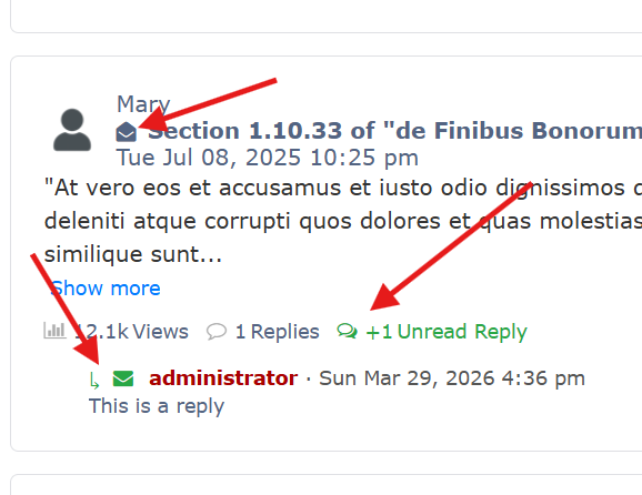 Desktop View - First Post Read with Unread Reply